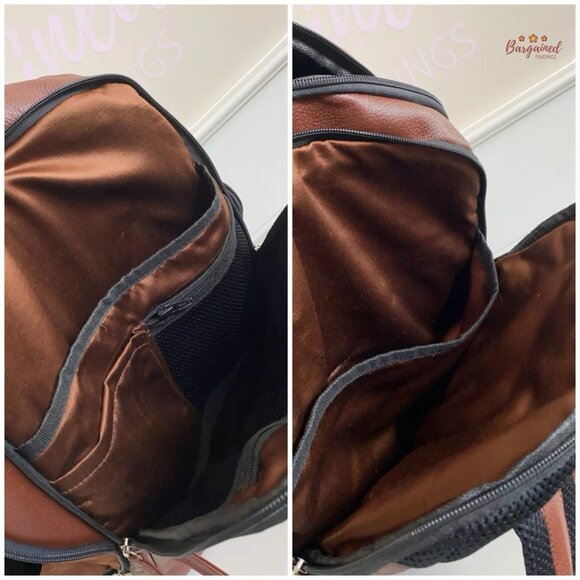 New Unbranded Genuine Chocolate Brown Pebbled Leather Large Backpack - Picture 10 of 11